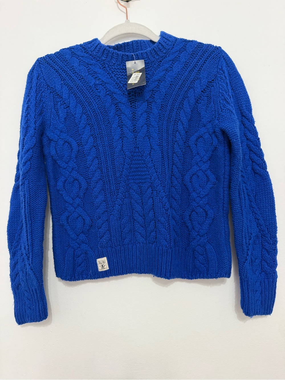 NWT POLO RALPH LAUREN Blue Cable-Knit Women's Sweater - Classic Crewneck